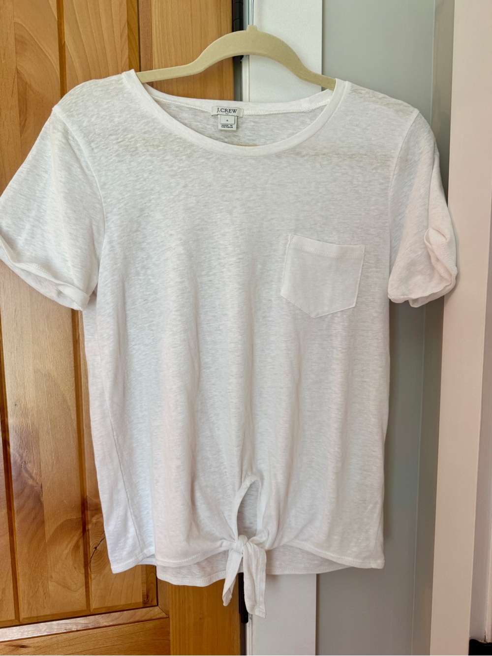 NWOT J Crew tie front white pocket tee cotton